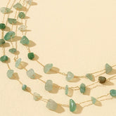 Triple Layer Green Aventurine Chip Stone Necklace